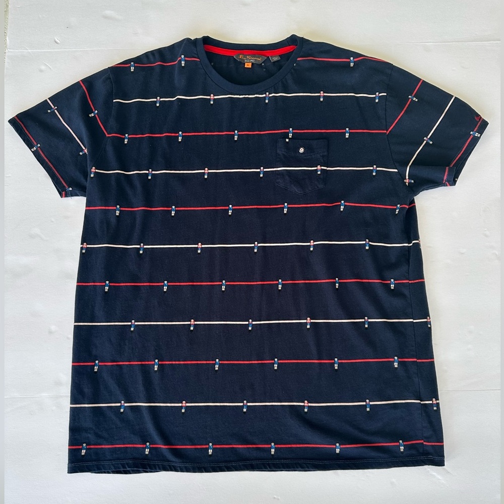 Ben Sherman Old School Table Football Print T-Shirt Navy Blue